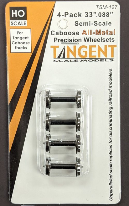 Tangent ~ HO Scale ~ 33" Wheels ~ Semi-Scale Tread ~ For Tangent Caboose Trucks ~ 4 Pack ~ 127 Tangent ~ HO Scale ~ 33" Wheels ~ Semi-Scale Tread ~ For Tangent Caboose Trucks ~ 4 Pack ~ 127