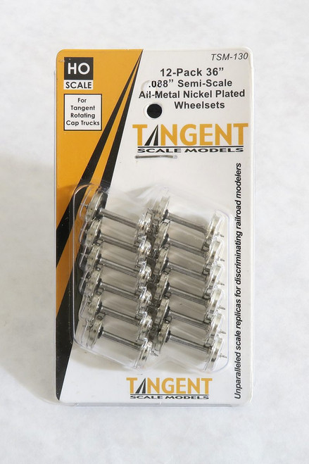 Tangent ~ HO Scale ~ 36" Wheels ~ Semi-Scale Tread ~ For Tangent Rotating Roller Bearing Trucks ~ 12 Pack ~ 130 Tangent ~ HO Scale ~ 36" Wheels ~ Semi-Scale Tread ~ For Tangent Rotating Roller Bearing Trucks ~ 12 Pack ~ 130