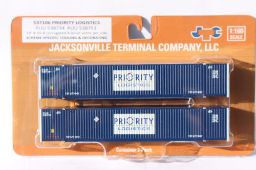 Jacksonville Terminal JTC ~ N Scale ~ Priority Logistics 53' HIGH CUBE 8-55-8 Corrugated Containers ~ 537106