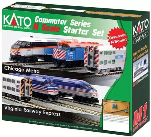 KATO ~ New 2024 ~ N Scale Chicago Metra MP36PK ~ Unitrack Starter Set 106-0031