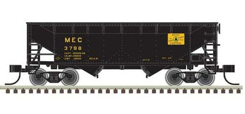 Atlas N Scale ~ 2-Bay Offset-Side Hopper with Flat Ends & Load ~ Ready to Run ~ Master ~ Maine Central #3723 (black, white, Harvest Gold) ~ 50006134