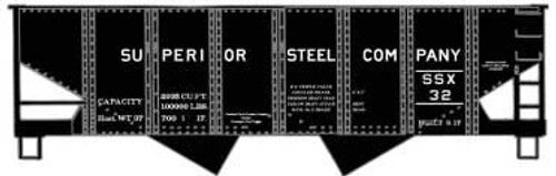 Accurail ~ HO Scale ~ USRA 55-Ton 2-Bay Open Hopper ~ Kit ~ Superior Steel #32 (black) ~ 81722