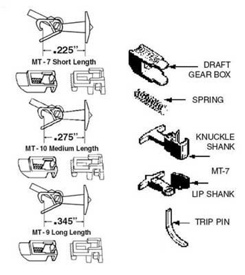 Micro Trains ~ N Scale ~ Truck Mount Couplers ~ "T" Shank .225" .57cm (Short) ~ 2 Pairs ~ 00130012