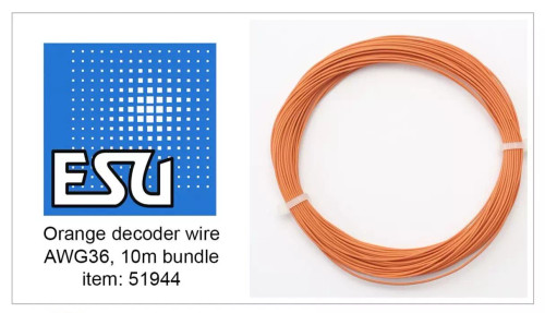 ESU ~ DCC Decoder Wire ~ 36 AWG ~ .5mm Diameter ~ 10 Meters Long ~ Orange ~ 51944