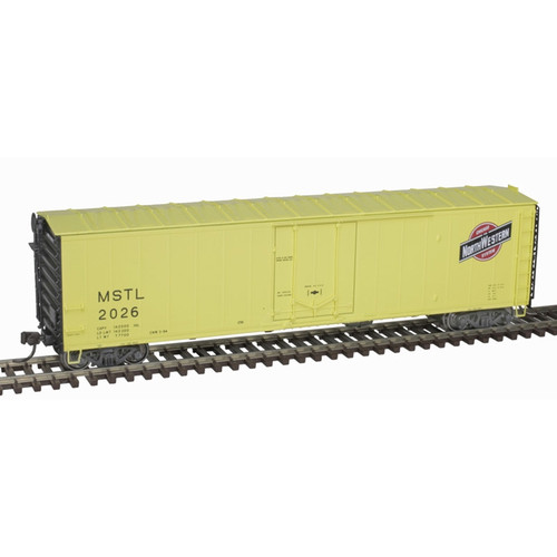 Atlas ~ HO Scale ~ 50' Plug-Door Boxcar ~ Ready to Run ~ Master ~ Chicago & North Western MSTL #2026 (yellow, black, red) ~ 20007026