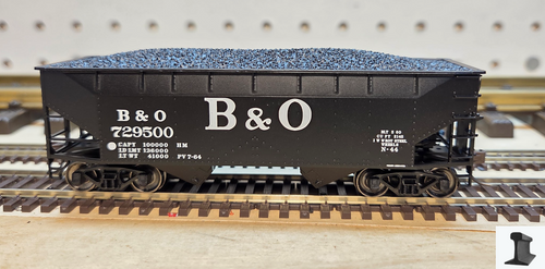 Atlas ~ HO Scale ~ Trainman Offset-Side 2-Bay Open Hopper with Load ~ Baltimore & Ohio #729500 ~ 20007436