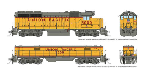 Rapido ~ HO Scale ~ EMD GP40 Mother+Slug ~ Union Pacific #3000 + #S-300 ~ DC/Silent ~ 040029