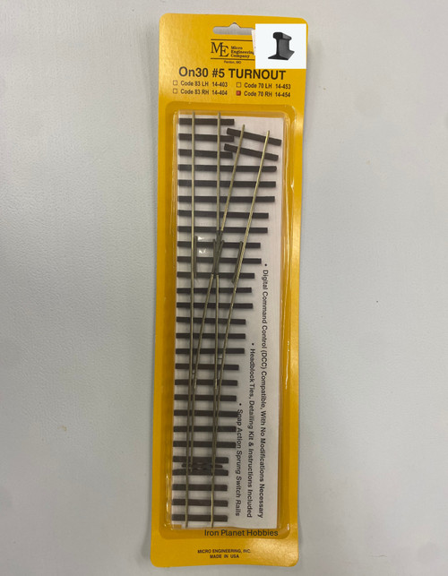 Micro Engineering ~ On30 Scale ~ Flex-Track Turnouts ~ Code 70 #5 ~ Right Hand ~ 14-454
