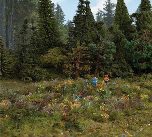 Walthers ~ HO Scale ~ Assorted Wildflowers Set of 250 Pieces ~ Green, Yellow, Blue and White plus Heather, Cornflowers, Lavender ~ 949-1096
