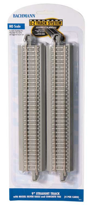 Bachmann ~ HO Scale ~ EZ-Track ~ Straight Terminal Rerailer ~ Nickel Silver Rail, Gray Roadbed, Concrete Ties ~ 9" 22.9cm ~ 44710