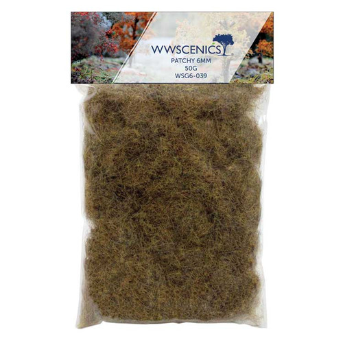 WWScenics ~ Any Scale ~ Patchy Static Grass ~ 1/4" 6mm Fibers ~ 1.8oz 50g ~ WSG6039