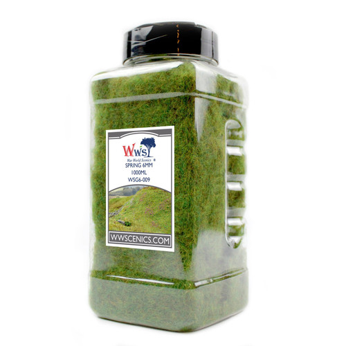 WWScenics ~ Any Scale ~ Spring Grass ~ 6mm Fibers ~ 1000ml Canister ~ WSG6009