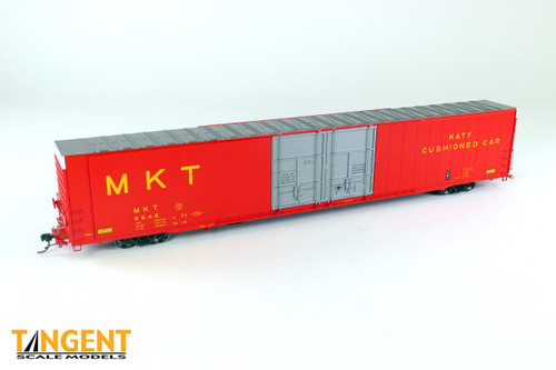 Tangent ~ HO Scale ~ Missouri–Kansas–Texas MKT # 8545 ~ “Delivery 1969 Red” Greenville 86′ Double Plug Door Box Car ~ 25066-02 Tangent ~ HO Scale ~ Missouri–Kansas–Texas MKT # 8545 ~ “Delivery 1969 Red” Greenville 86′ Double Plug Door Box Car ~ 25066-02