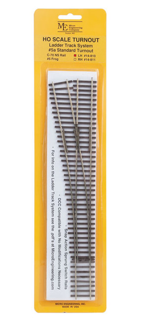 Micro Engineering ~ HO scale ~ Code 70 #5a Standard Turnout ~ Ladder Track System ~ Left Hand ~ 14-810