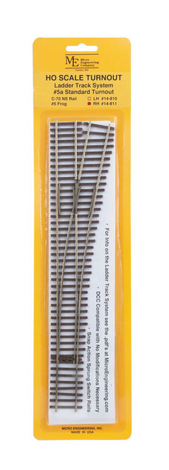 Micro Engineering ~ HO scale ~ Code 70 #5a Standard Turnout ~ Ladder Track System ~ Right Hand ~ 14-811