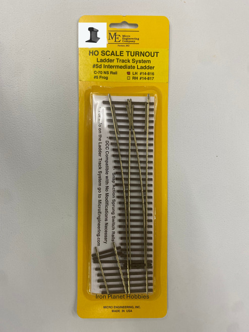 Micro Engineering ~ HO scale ~ Code 70 #5d Intermediate Ladder Turnout ~ Ladder Track System ~ Left Hand ~ 14-816