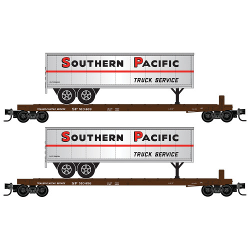 Micro Trains ~ N Scale ~ 57' Converted TOFC Flatcars ~ Southern Pacific #510449, #510463 ~ 2-Pack ~ 98302280