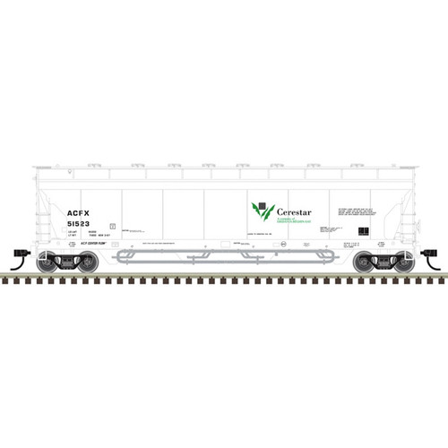 Atlas ~ HO Scale ~ Pressureaide Centerflow Covered Hopper ~ Ready to Run ~ Master ~ Cerestar ACFX #51525 ~ 20007999 Atlas ~ HO Scale ~ Pressureaide Centerflow Covered Hopper ~ Ready to Run ~ Master ~ Cerestar ACFX #51525 ~ 20007999