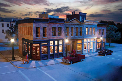 Walthers Cornerstone ~ HO Scale ~ Merchant's Row I with Spaces Interior ~ Structure Kit with Interior Lighting and Detail Insert ~ 933-B3028 Walthers Cornerstone ~ HO Scale ~ Merchant's Row I with Spaces Interior ~ Structure Kit with Interior Lighting and Detail Insert ~ 933-B3028