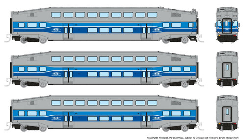 Rapido ~ N Scale ~ Bilevel Commuter Car ~ AMT Montreal Set #2 (Cab: #2003 Coaches: #2021 #2035) ~ 546005 Rapido ~ N Scale ~ Bilevel Commuter Car ~ AMT Montreal Set #2 (Cab: #2003 Coaches: #2021 #2035) ~ 546005