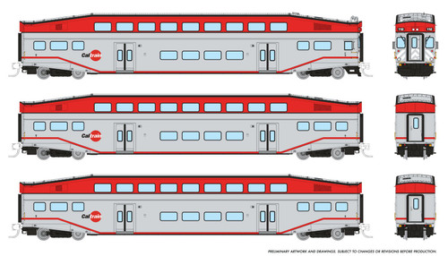Rapido ~ N Scale ~ Bilevel Commuter Car ~ CalTrain Set #1 (Cab: #119 Coaches: #231 #234) ~ 546007 Rapido ~ N Scale ~ Bilevel Commuter Car ~ CalTrain Set #1 (Cab: #119 Coaches: #231 #234) ~ 546007