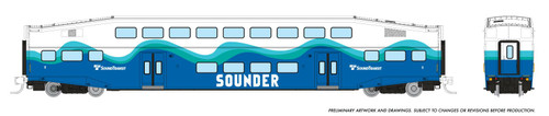 Rapido ~ N Scale ~ Bilevel Commuter Coach ~ Seattle Sounder #401 ~ 546024 Rapido ~ N Scale ~ Bilevel Commuter Coach ~ Seattle Sounder #401 ~ 546024