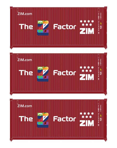 Walthers SceneMaster ~ HO Scale ~ 20' Fully Corrugated Container ~ 3-Pack ~ ZIM ~ 949-18057 Walthers SceneMaster ~ HO Scale ~ 20' Fully Corrugated Container ~ 3-Pack ~ ZIM ~ 949-18057