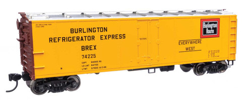 Walthers Mainline ~ HO Scale ~ 40' Steel Reefer with Dreadnaught Ends ~ Burlington Refrigerator Express #74269 ~ 910-41406