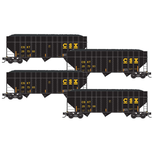Micro Trains ~ N Scale ~ 3-Bay Open Hoppers ~ CSX ~ 4-Car Runner Pack ~ 98300245