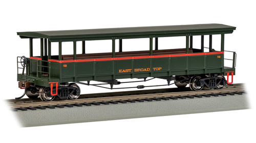 Bachmann ~ HO Scale ~ Open-Sided Excursion Car ~ East Broad Top #168 ~ 17401