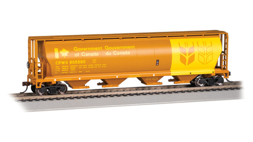 Bachmann ~ HO Scale ~ 4-Bay Cylindrical Grain Hopper ~ Government of Canada #605580 ~ 19105 Bachmann ~ HO Scale ~ 4-Bay Cylindrical Grain Hopper ~ Government of Canada #605580 ~ 19105