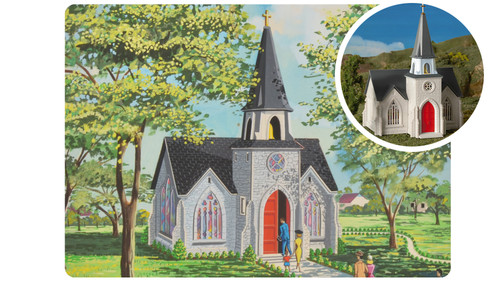 Bachmann ~ HO Scale ~ 75th Anniversary Plasticville Cathedral ~ 45195 Bachmann ~ HO Scale ~ 75th Anniversary Plasticville Cathedral ~ 45195