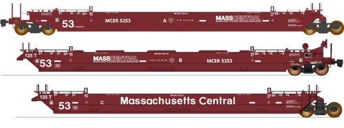 Intermountain ~ HO Scale Maxi IV Intermodal Well Car ~ 3-Unit Set ~ Massachusetts Central #5255 ~ 47357-06