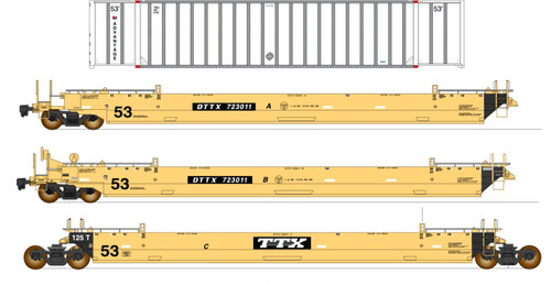 Intermountain ~ HO Scale ~ Maxi IV Intermodal Well Car w/Containers ~ 3-Unit Set ~ Trailer Train #723482 ~ 47355C-01