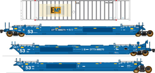 Intermountain ~ HO Scale ~ Maxi IV Intermodal Well Car w/Containers ~ 3-Unit Set ~ Trailer Train #723482 ~ 47356C-01