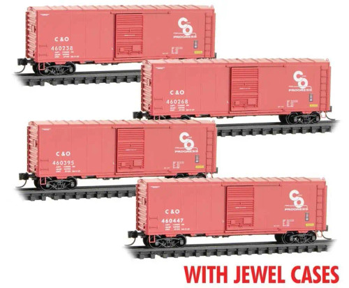 Micro Trains ~ N Scale ~ 40' Single-Door Boxcar ~ 4 pack ~ Chesapeake & Ohio ~ 98300230