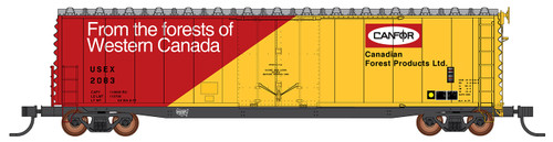 Intermountain ~ HO Scale ~ 50' PS-1 Single Door Boxcar ~ Canadian Forest Products USEX #2083 ~ 45963-01
