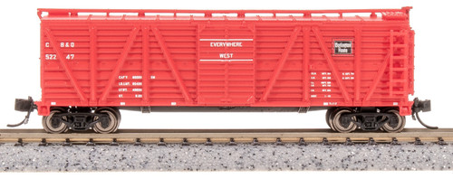 Broadway Limited ~ N Scale ~ 40' K7 Wood Stock Car ~ Mule Sounds ~ Chicago, Burlington & Quincy #52459 ~ 8458