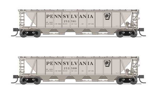 Broadway Limited ~ N Scale ~ H32 5-Bay Covered Hopper ~ Pennsylvania ~ 2-pack ~ 7252