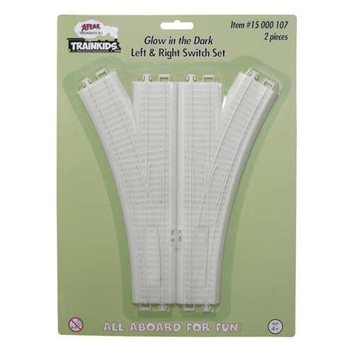 Atlas ~ HO Scale ~ Trainkids ~ Turnout (Switch) Set ~ Glow in the Dark ~ 2 Pieces ~ 15000107