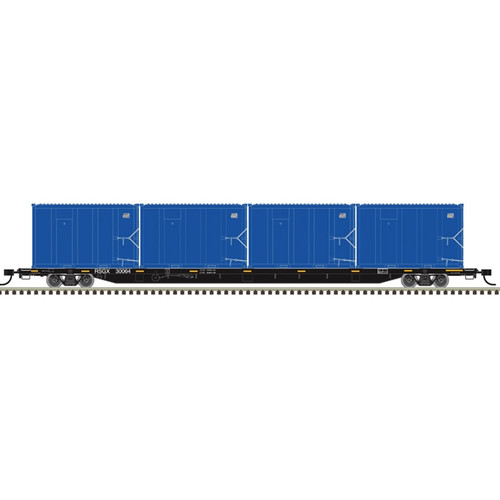 Atlas ~ HO Scale ~ Trainman ~ 85' Trash Container Flatcar with 4 MSW Containers ~ ECDC Logistics RSGX #30064 ~ 20007728