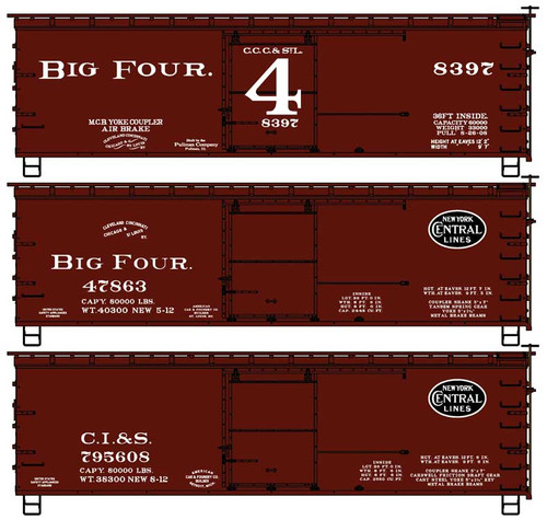 Accurail ~ HO Scale ~ 36' Double-Sheathed Wood Boxcar ~ CCC&StL & NYC Subsidiary ~ 3-Pack ~ 8189