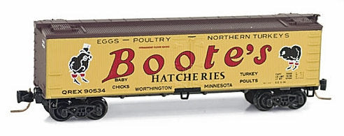 Micro Trains ~ Z Scale ~ 40' Wood Reefer ~ Bootes Hatcheries QREX #90534 ~ 51800150