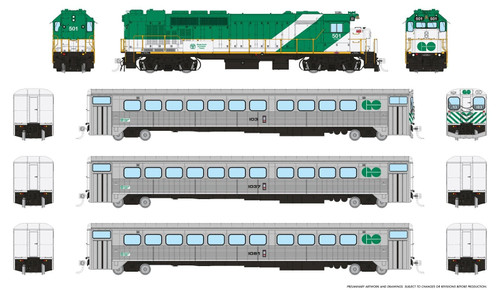 Rapido ~ HO Scale ~ GP40TC Set #1 ~ GO Transit ~ DC Silent ~ 226007