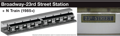 Rapido ~ HO Scale ~ NYC Subway Lighted Display Set ~ Bdwy-23rd St Station + N train ~ 209898