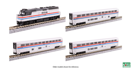 Kato ~ N Scale ~ F40PH Superliner Car Set w/Pre-Installed Light ~ Amtrak ~ Standard DC ~ 106-35301