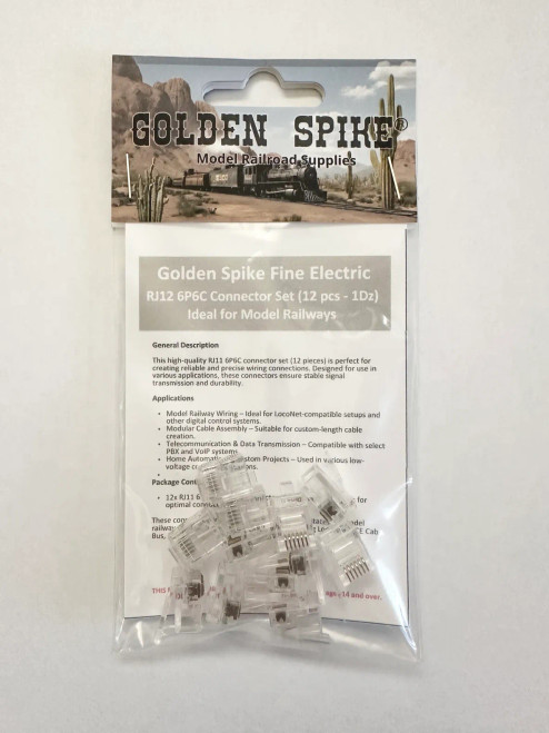 Golden Spike Hobbies ~ RJ12 6P6C Connector Set ~ 12 pieces ~ GSRJ12CS12