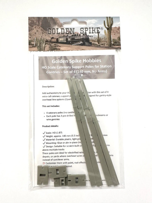Golden Spike Hobbies ~ HO Scale ~ Catenary Support Poles ~ Set of 4 ~ GSCPBHO