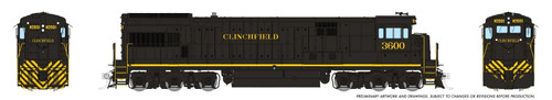 Rapido ~ HO Scale ~ GE U36C ~ Clinchfield #3603 ~ DCC Sound ~ 43606