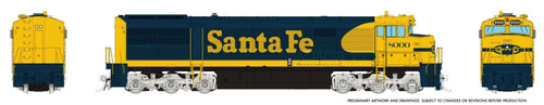 Rapido ~ HO Scale ~ GE U30CG ~ Santa Fe #8000 ~ Small Logo ~ DCC Ready ~ 55012